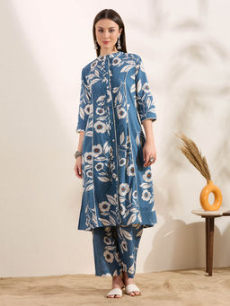 FASHOR - Women Blue Floral Printed Co-Ord Set
