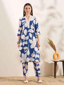 FASHOR - Women Blue Floral Printed Co-Ord Set