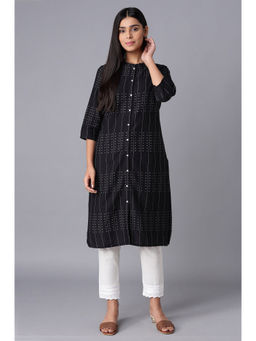 WISHFUL by W - Black Woven Kurta