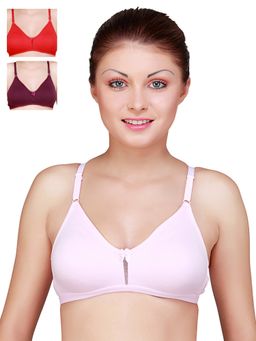 Floret - Pack Of 3 Solid T Shirt Bra - Multi-Color
