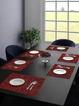 Saral Home - Unique Quality Viscose Dining Table Kitchen Placemats Pack of 6 (34 x 45 Cm, Maroon)