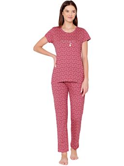 Bodycare - Womens Combed Cotton Printed T-Shirt & Pyjama -BSLS12012 Pink (Set of 2)