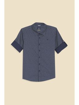 Allen Solly - Boys Navy Blue Print Regular Fit Shirt