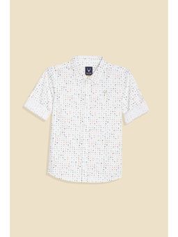 Allen Solly - Boys White Print Slim Fit Shirt