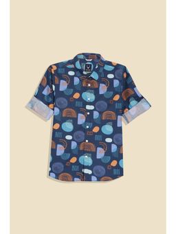 Allen Solly - Boys Navy Blue Print Shirt