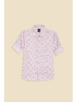 Allen Solly - Boys Pink Floral Print Slim Fit Shirt