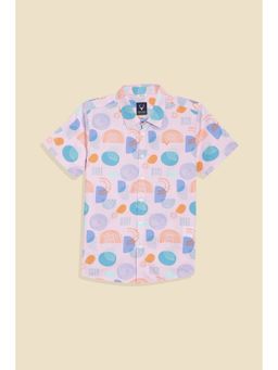 Allen Solly - Boys Pink Print Half Sleeves Regular Fit Shirt