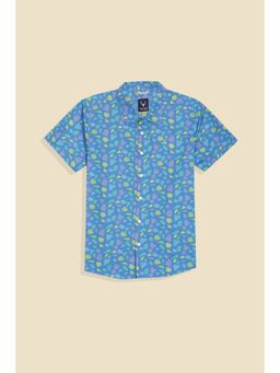 Allen Solly - Boys Blue Print Half Sleeves Regular Fit Shirt