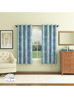 HomeTown - Nora Print Jacquard Set of 2 Dim Out Window Curtain in Turq Color