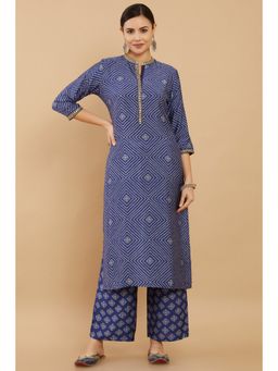 Soch - Women Blue Crepe Printed Kurta (Set of 3)