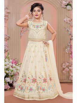 Lagorii - Cream Embroidered Regular Lehenga and Blouse with Dupatta