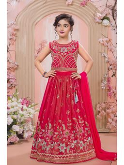 Lagorii - Pink Embroidered Regular Lehenga and Blouse with Dupatta