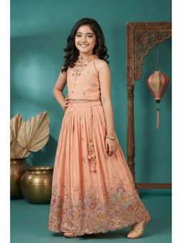 Lagorii - Peach Embroidered Regular Lehenga with Blouse