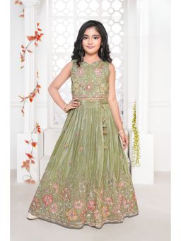 Lagorii - Green Embroidered Regular Lehenga with Blouse