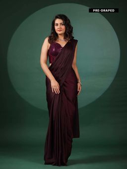 B'Infinite - Amethyst Pre Draped Saree with Stitched Blouse