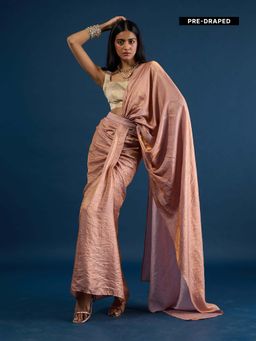 Gajra Gang - Lilac Tissue Ready to Wear Cowl Saree without Blouse Nani's Almari