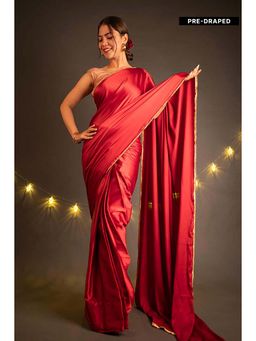 Isadora Life - Red Magic With Moti Lace Border All Over Saree With Unstitched Blouse
