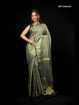 Isadora Life - Metallic Woven Pre-Draped Saree with Unstitched Blouse
