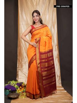 Isadora Life - Traditional Premium South Silk Pre-draped Saree with Unstitched Blouse