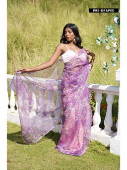 MONK & MEI - Tancy Lavender Pre-Drapped Saree with Stitched Blouse