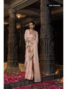 MONK & MEI - Blush Pink Hansini Pre-Draped Saree with Stitched Blouse