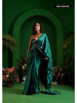 Ritivesh - Green Alira Pre-Draped with Stitched