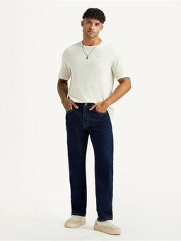 Levi's - Mens 505 Dark Blue Straight Fit Mid Rise Jeans