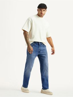 Levi's - Mens 505 Blue Straight Fit Mid Rise Jeans