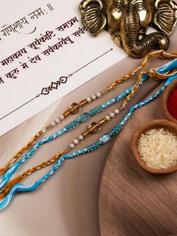 STILEADDA - Bhai Designer Rakhi with Roli Chawal for Raksha Bandhan (Pack of 4)