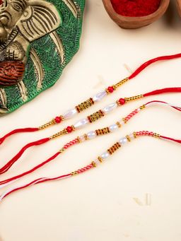 STILEADDA - Bhai Designer Rakhi with Roli Chawal for Raksha Bandhan (Pack of 4)