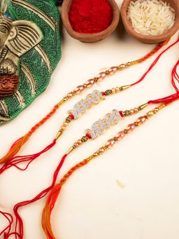 STILEADDA - Bhai Designer Rakhi with Roli Chawal for Raksha Bandhan (Pack of 4)