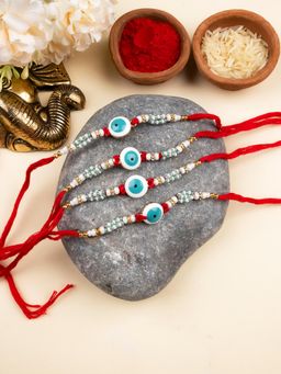 STILEADDA - Bhai Designer Rakhi with Roli Chawal for Raksha Bandhan (Pack of 4)
