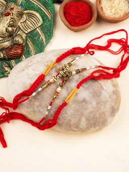 STILEADDA - Bhai Designer Rakhi with Roli Chawal for Raksha Bandhan (Pack of 4)