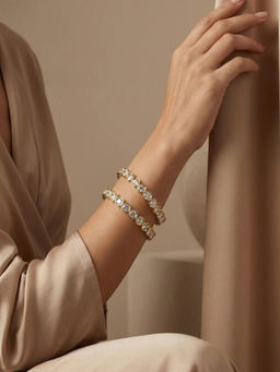 ZEVARLY - Gold Plated American Diamond-Studded Bangles (Pack of 2)