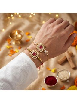 SHILLYN - Imperial Ruby Sunburst Gold-Plated Rakhis (Pack of 2)