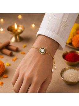 SHILLYN - Gold-Plated Kundan Adjustable Bracelet Rakhi