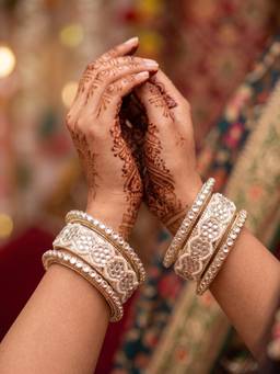 NUI - Gold-Plated Stone Studded and Beaded Classic and Elegant Bangles (Pack of 6)