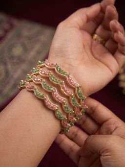 NUI - Gold Plated Bangles for Women (Pack of 4)