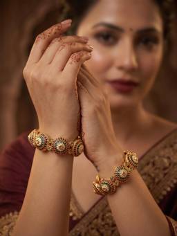 NUI - Kada Gold-Plated Stone Studded Classic and Elegant Bangles (Pack of 2)