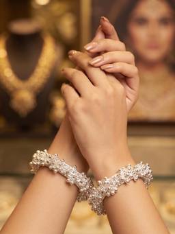 NUI - Silver Plated Ethnic Bangles for Women (Pack of 2)