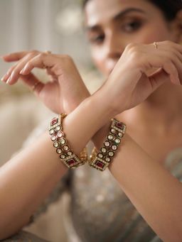 NUI - Gold Plated Ethnic Bangles for Women (Pack of 2)