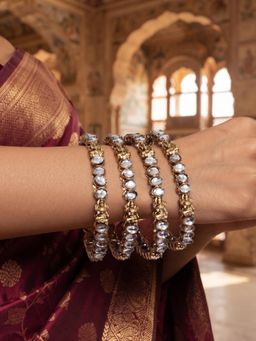 NUI - Gold Plated Ethnic Bangles for Women (Pack of 4)