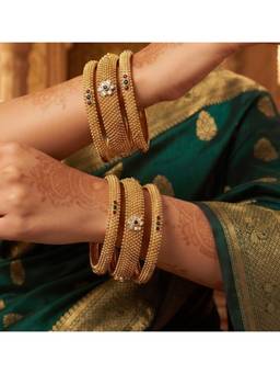 NUI - Gold Plated Ethnic Bangles for Women (Pack of 6)