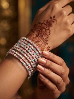 NUI - Silver Plated Ethnic Bangles for Women (Pack of 8)