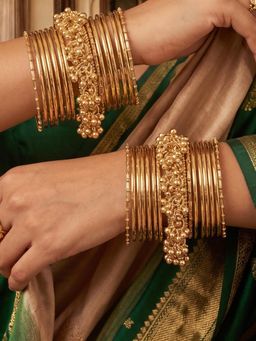 NUI - Gold Plated Ethnic Bangles for Women (Pack of 25)