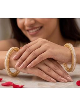 NUI - Gold-Plated Stone Studded Classic and Elegant Bangles (Pack of 2)