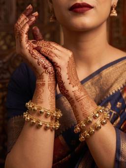 NUI - Gold-Toned Ghungroo Bangles for Women (Pack of 4)