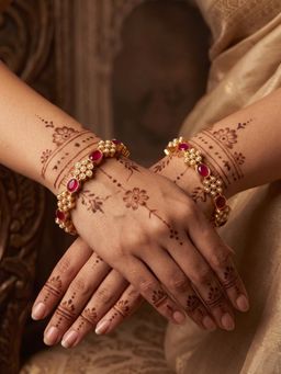 NUI - Multi-Color Gold Plated Ethnic Bangle for Women (Pack of 2)