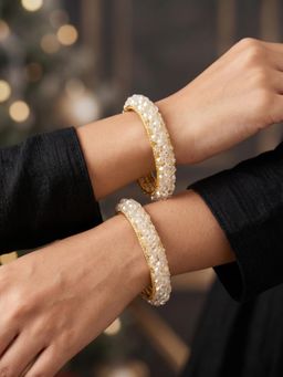NUI - Gold Plated Ethnic Bangle for Women (Pack of 2)