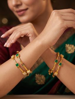 NUI - Gold Plated Ethnic Bangle for Women (Pack of 4)
